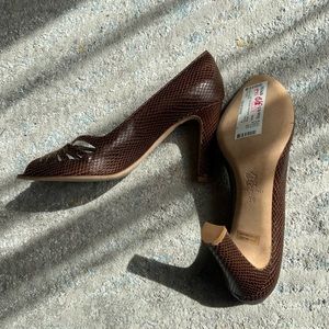 Kristen West Peep Toe Pumps - Brown Textured